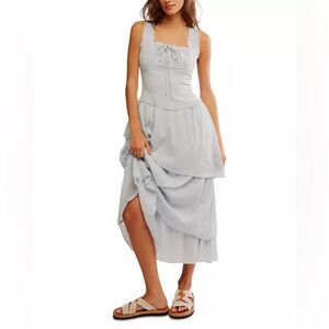 Free People x free-est In My Dreams Midi Dress in Pearl Blue Size Large